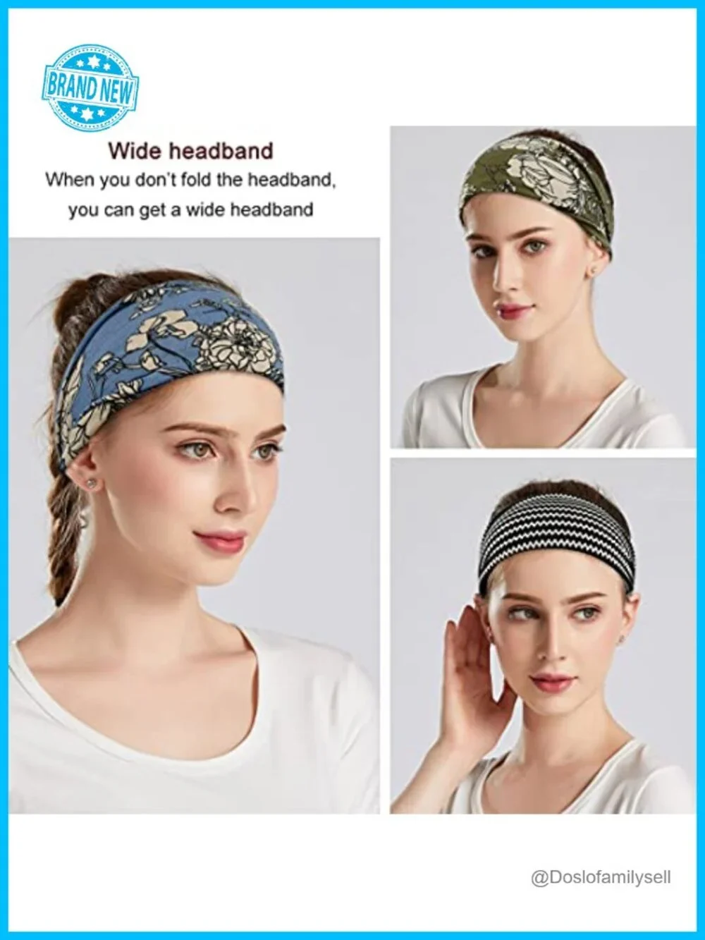 Wide Yoga Headband 6 Pack Stretchable Sweat Absorbing Polyester Spandex Workout
